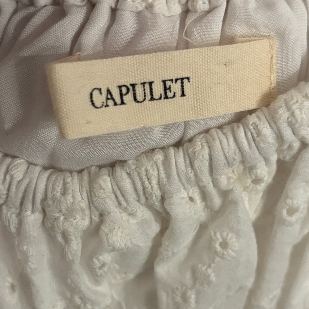 Capulet Anthropologie White Smocked Eyelet Mini Dress XS Gemma Eloise - Picture 2 of 10